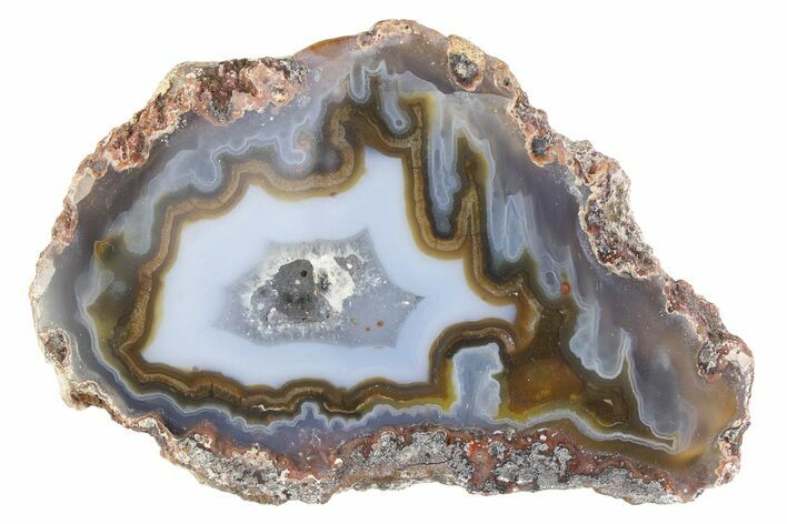 Polished Blue/Purple/Orange Banded Agate - Kerrouchen, Morocco #372666